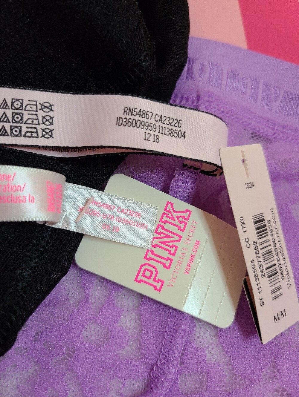 Victoria's Secret PINK 2pk Sheer Lace Logo Band Cheeky Panties Size M - Picture 5 of 5